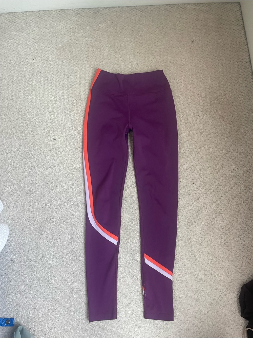 Splits59 Purple Leggings with Lilac and Orange Side Stripes